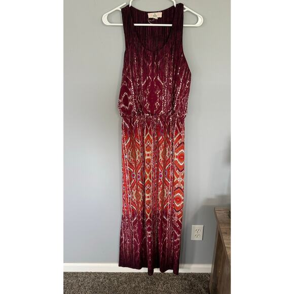 Pink Republic Red & Orange & Multicolor Print Maxi Dress Size Medium Sleeveless - Picture 1 of 7